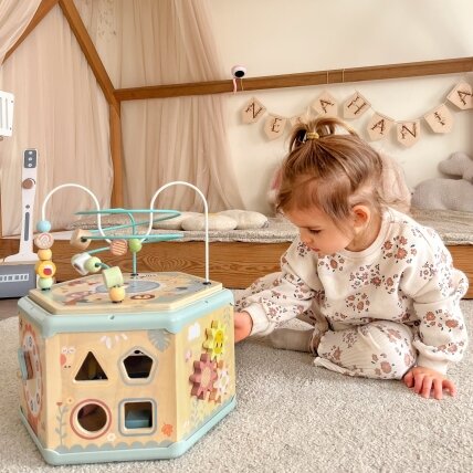 TOOKY TOY Interaktyvus medinis šešiakampis Montessori atidaromas dėžutės tipo žaislas 1