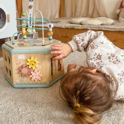 TOOKY TOY Interaktyvus medinis šešiakampis Montessori atidaromas dėžutės tipo žaislas 5