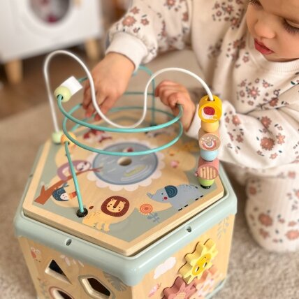 TOOKY TOY Interaktyvus medinis šešiakampis Montessori atidaromas dėžutės tipo žaislas 8