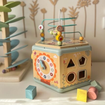 TOOKY TOY Interaktyvus medinis šešiakampis Montessori atidaromas dėžutės tipo žaislas 11