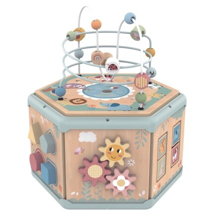 TOOKY TOY Interaktyvus medinis šešiakampis Montessori atidaromas dėžutės tipo žaislas 12