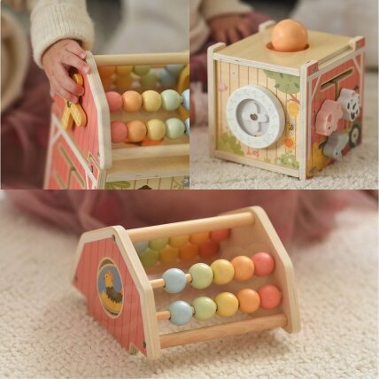 TOOKY TOY Medinė veiklų daržinė – rūšiuoklis, skaitliukas Montessori 7