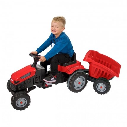 WOOPIE Pedalinis traktorius Farmer GoTrac MAXI su priekaba, tylūs ratai 20 WOOPIE Pedalinis traktorius Farmer GoTrac MAXI su priekaba, tylūs ratai 20