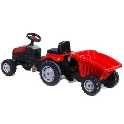 WOOPIE Pedalinis traktorius Farmer GoTrac MAXI su priekaba, tylūs ratai 24