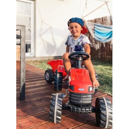 WOOPIE Pedalinis traktorius Farmer GoTrac MAXI su priekaba, tylūs ratai 28