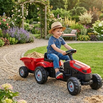 WOOPIE Pedalinis traktorius Farmer GoTrac MAXI su priekaba, tylūs ratai 40 WOOPIE Pedalinis traktorius Farmer GoTrac MAXI su priekaba, tylūs ratai 40