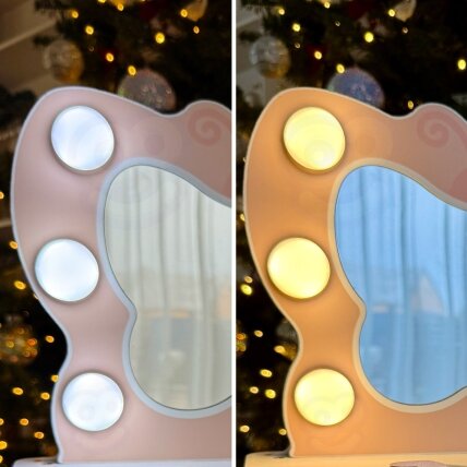 TOOKY TOY Medinė tualetinis staliukas Drugelis, priedai, veidrodis su LED apšvietimu + kosmetika 4 TOOKY TOY Medinė tualetinis staliukas Drugelis, priedai, veidrodis su LED apšvietimu + kosmetika 4