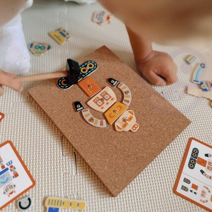 VIGA medinė kalimo mozaika Robotai 45 elementai Montessori 3 VIGA medinė kalimo mozaika Robotai 45 elementai Montessori 3