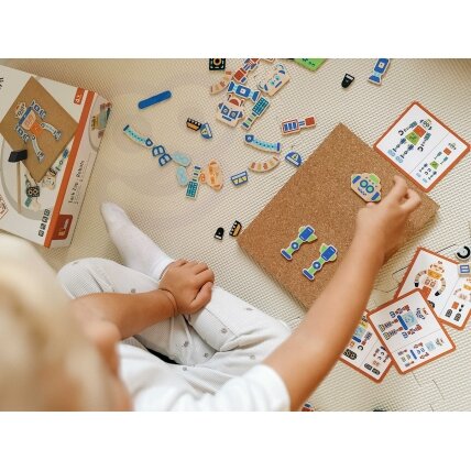 VIGA medinė kalimo mozaika Robotai 45 elementai Montessori 5