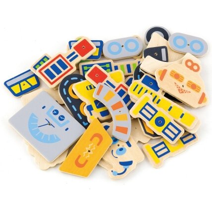 VIGA medinė kalimo mozaika Robotai 45 elementai Montessori 10