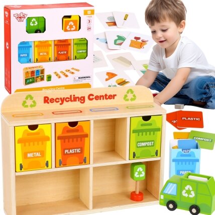 TOOKY TOY Medinis perdirbimo centras – edukacinis rūšiuotuvas TOOKY TOY Medinis perdirbimo centras – edukacinis rūšiuotuvas