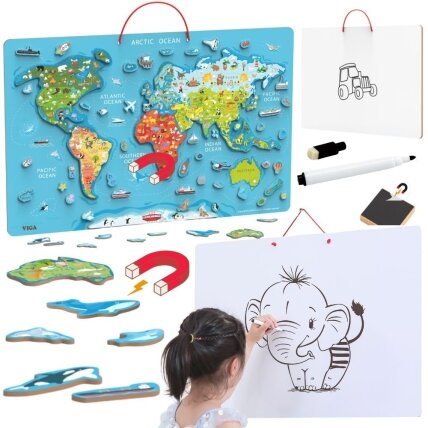 Viga 2in1 edukacinė lenta su magnetiniu pasaulio žemėlapiu Montessori Viga 2in1 edukacinė lenta su magnetiniu pasaulio žemėlapiu Montessori