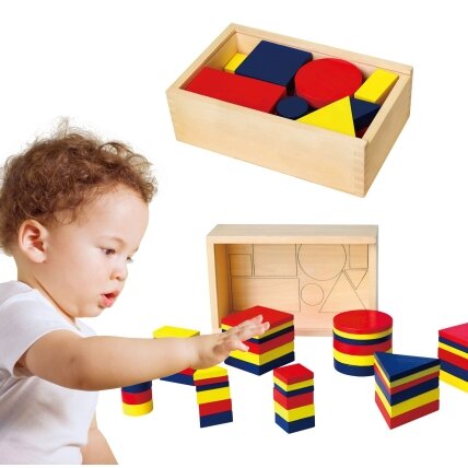 Medinės Dienes kaladėlės – geometrinės figūros Viga Toys Montessori 1