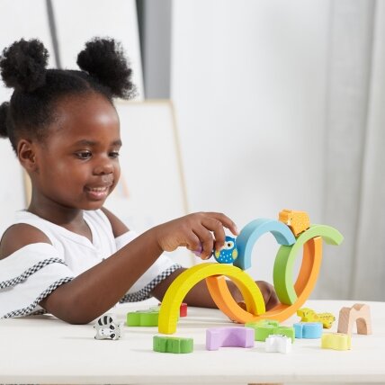 VIGA medinė vaivorykštė – dėlionė, kūrybinės Montessori kaladėlės 5
