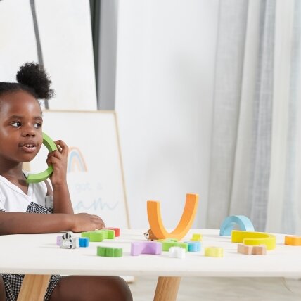VIGA medinė vaivorykštė – dėlionė, kūrybinės Montessori kaladėlės 6
