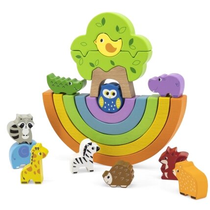 VIGA medinė vaivorykštė – dėlionė, kūrybinės Montessori kaladėlės 8