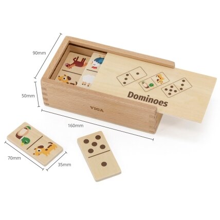 VIGA medinis domino 2in1 Gyvūnai ir skaičiai 10 VIGA medinis domino 2in1 Gyvūnai ir skaičiai 10