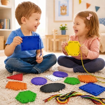 VIGA Medinės Montessori formos vėrimui ir suvarstymui 2 VIGA Medinės Montessori formos vėrimui ir suvarstymui 2