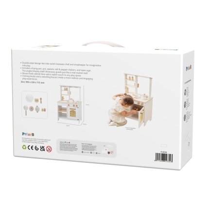 VIGA PolarB Medinė virtuvė ir parduotuvė 2in1 balta prekystalis su priedais virtuvė 13 VIGA PolarB Medinė virtuvė ir parduotuvė 2in1 balta prekystalis su priedais virtuvė 13