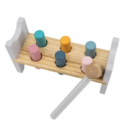 VIGA PolarB rinkinys Medinė piramidė + kalimo žaidimas su plaktuku Poliarinis lokys Montessori 8