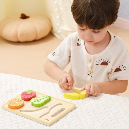 VIGA medinė edukacinė Montessori dėlionė – pjaustomi vaisiai 4 VIGA medinė edukacinė Montessori dėlionė – pjaustomi vaisiai 4