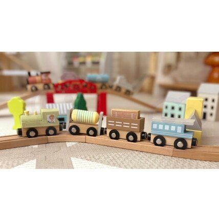 TOOKY TOY Medinės transporto priemonės – vagonėliai su magnetais 7