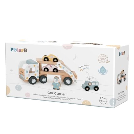 VIGA PolarB medinis autovežis transporteris 3 automobiliukai su vairuotoju 18m+ 9 VIGA PolarB medinis autovežis transporteris 3 automobiliukai su vairuotoju 18m+ 9