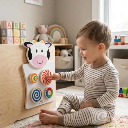 VIGA medinė manipuliacinė lenta Karvytė FSC sertifikatas Montessori 3