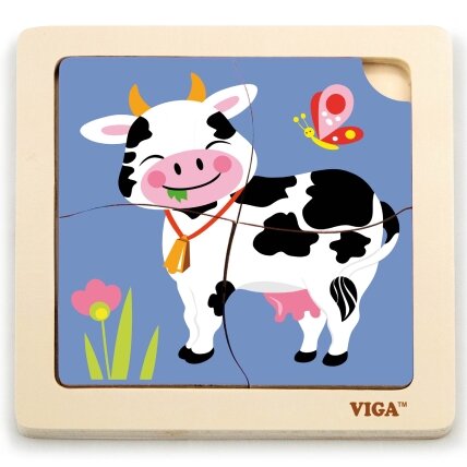 VIGA Patogūs mediniai dėlionės puzzle „Karvutė“ 2