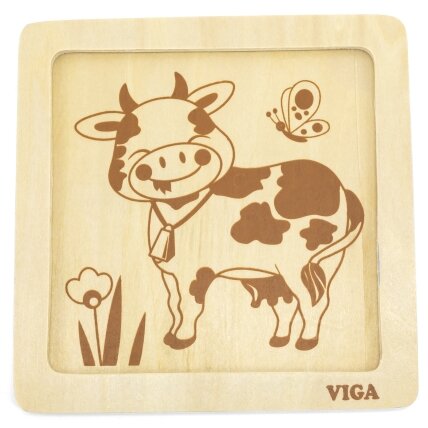 VIGA Patogūs mediniai dėlionės puzzle „Karvutė“ 4