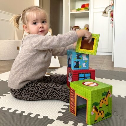 WOOPIE GREEN Edukacinė dėlionė Ūkis kubeliais dėžutėse + figūrėlės 10 el. 5
