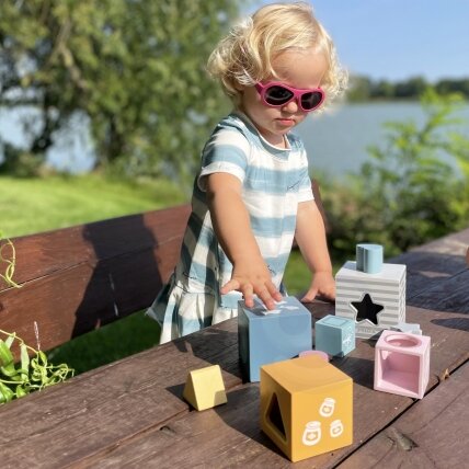 VIGA PolarB edukacinė piramidė–dėliojimo žaislas, formų rūšiuoklis, kaladėlės, kubeliai 3