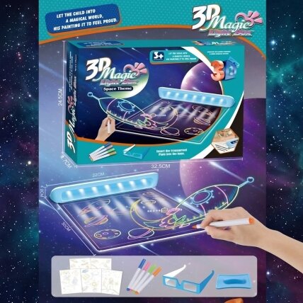 WOOPIE Magnetinė 3D piešimo lentelė su LED apšvietimu 5