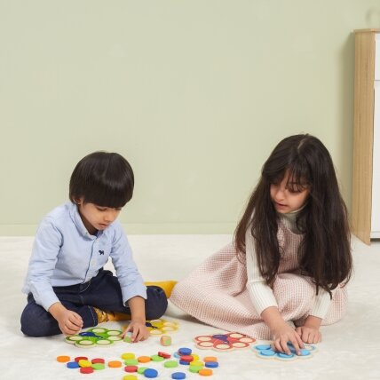 VIGA medinis žaidimas „Suderink spalvas“ Povo uodega Montessori + kortelės 5