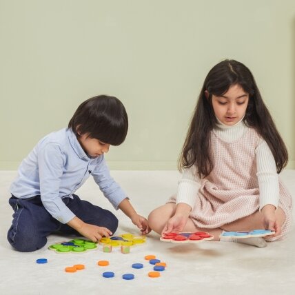 VIGA medinis žaidimas „Suderink spalvas“ Povo uodega Montessori + kortelės 6
