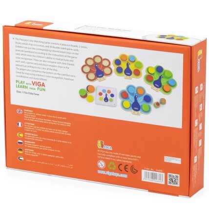 VIGA medinis žaidimas „Suderink spalvas“ Povo uodega Montessori + kortelės 8 VIGA medinis žaidimas „Suderink spalvas“ Povo uodega Montessori + kortelės 8