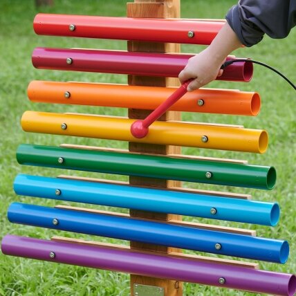 MASTERKIDZ Vaivorykštės muzikos bokštas – vamzdiniai varpeliai, cimbalai 3