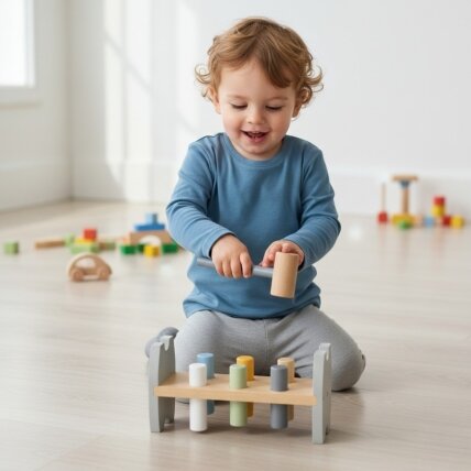 Viga PolarB medinė kalimo dėlionė su plaktuku Pingvinas Montessori 2 Viga PolarB medinė kalimo dėlionė su plaktuku Pingvinas Montessori 2