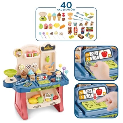 WOOPIE Parduotuvė Supermarketas Pirkinių vežimėlis Ledai Saldainiai + 40 vnt. 8 WOOPIE Parduotuvė Supermarketas Pirkinių vežimėlis Ledai Saldainiai + 40 vnt. 8