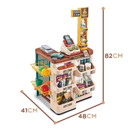 WOOPIE Parduotuvė–supermarketas su vežimėliu, svarstyklės, kasa, skeneris + 48 priedai 13 WOOPIE Parduotuvė–supermarketas su vežimėliu, svarstyklės, kasa, skeneris + 48 priedai 13