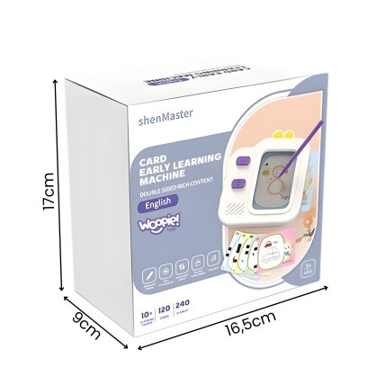 WOOPIE grafinė planšetė LCD znikopis piešimo ir anglų kalbos mokymuisi, kortelių skaitytuvas 120 vnt. 7