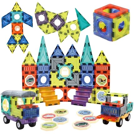 WOOPIE magnetinės 3D kaladėlės Rinkinys Pilis Transporto priemonės 71 vnt. 2 WOOPIE magnetinės 3D kaladėlės Rinkinys Pilis Transporto priemonės 71 vnt. 2