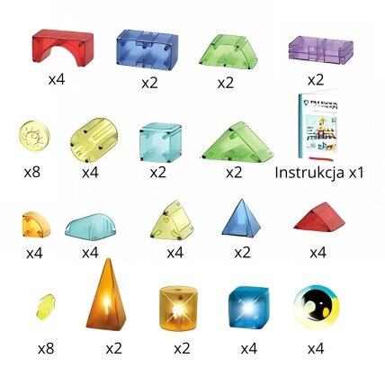 WOOPIE Magnetinės konstrukcinės kaladėlės 3D kubai, edukacinis rinkinys 63 el. 2
