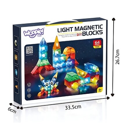 WOOPIE Magnetinės konstrukcinės kaladėlės 3D kubai, edukacinis rinkinys 63 el. 4 WOOPIE Magnetinės konstrukcinės kaladėlės 3D kubai, edukacinis rinkinys 63 el. 4