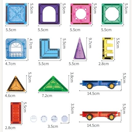 WOOPIE magnetinės konstrukcinės 3D kaladėlės edukacinis rinkinys Pilis Transporto priemonės 110 el. 7