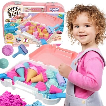 WOOPIE Kinetinio smėlio rinkinys Ledai lagaminėlyje 1 kg + priedai WOOPIE Kinetinio smėlio rinkinys Ledai lagaminėlyje 1 kg + priedai
