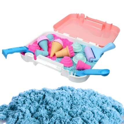 WOOPIE Kinetinio smėlio rinkinys Ledai lagaminėlyje 1 kg + priedai 3