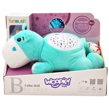 WOOPIE BABY Minkštas žaislas su projektoriumi 2in1 Migdyklė Begemotas 12 WOOPIE BABY Minkštas žaislas su projektoriumi 2in1 Migdyklė Begemotas 12