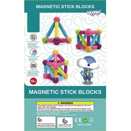 WOOPIE magnetiniai konstrukciniai edukaciniai blokeliai dideli stori 28 vnt. 10