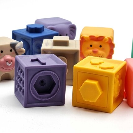 WOOPIE BABY sensorinės kaladėlės, spaudžiamos dėlionės, garsas, skaičiavimo mokymasis, 12 vnt. 5